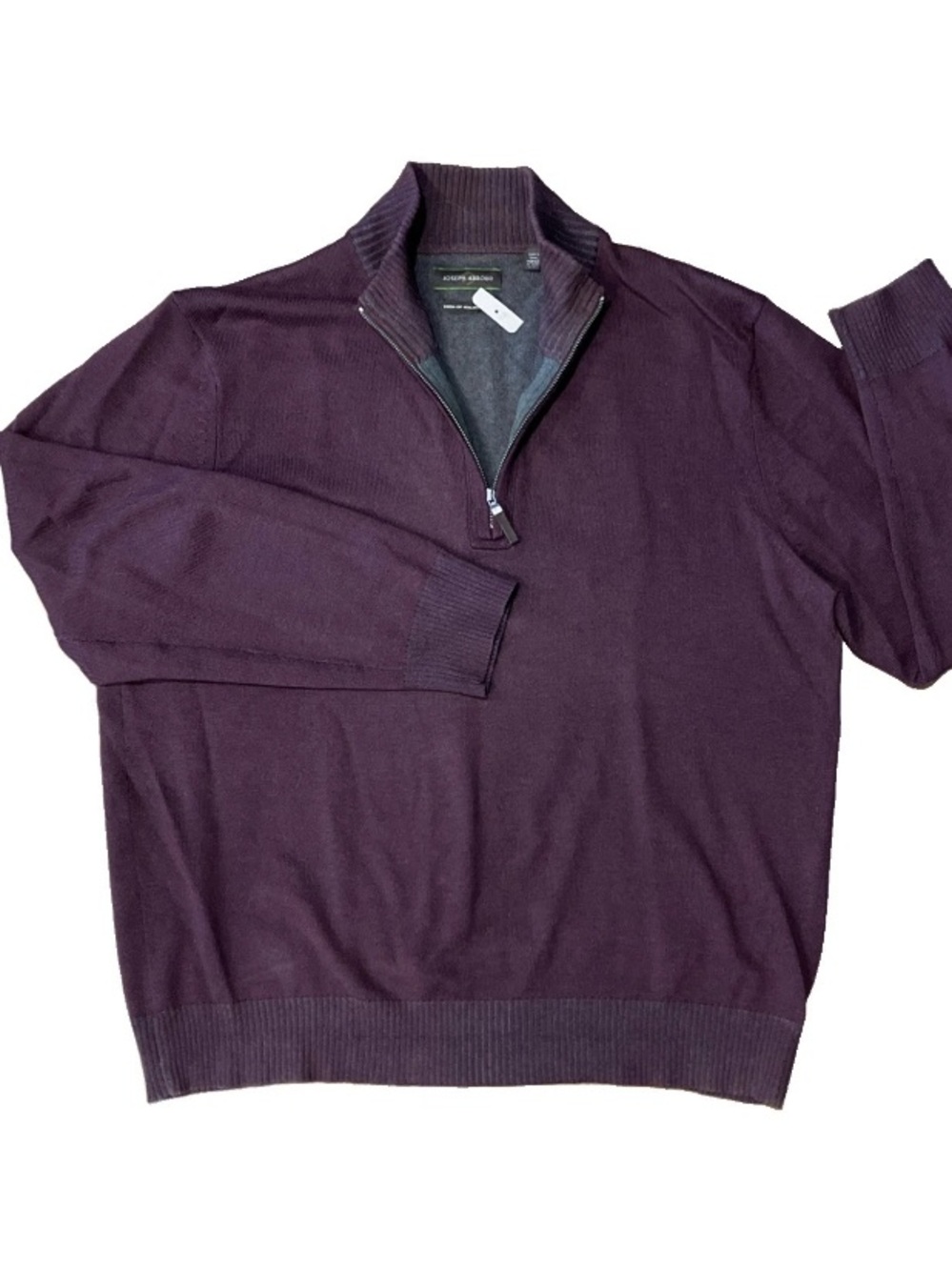Joseph Abboud Italian Wool Mens Burgundy Half Zip Long Sleeve Pullover Sweater L